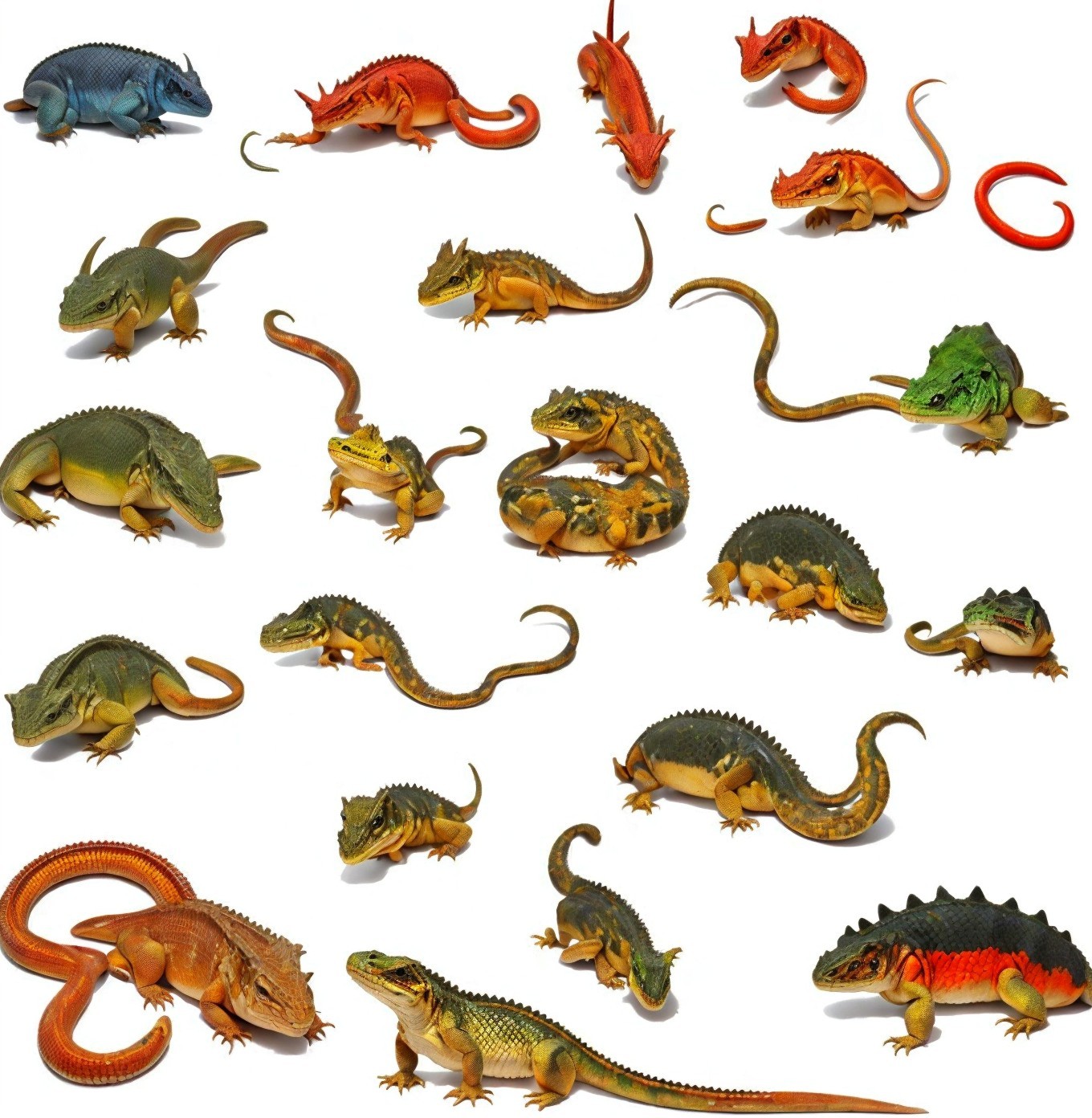 Diverse Collection of Colorful Lizards and Reptiles