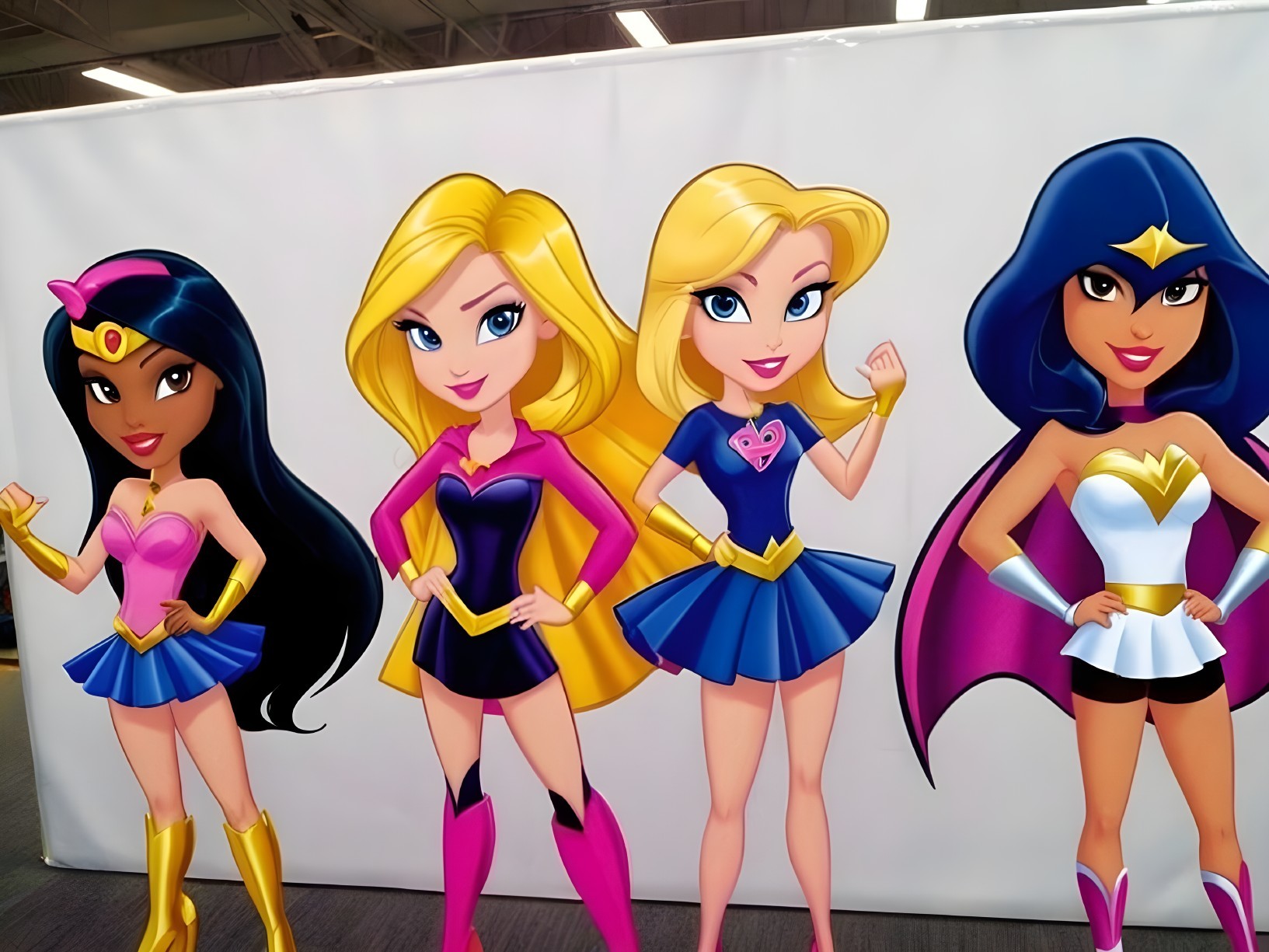 Colorful Illustration of Four Superheroine Characters