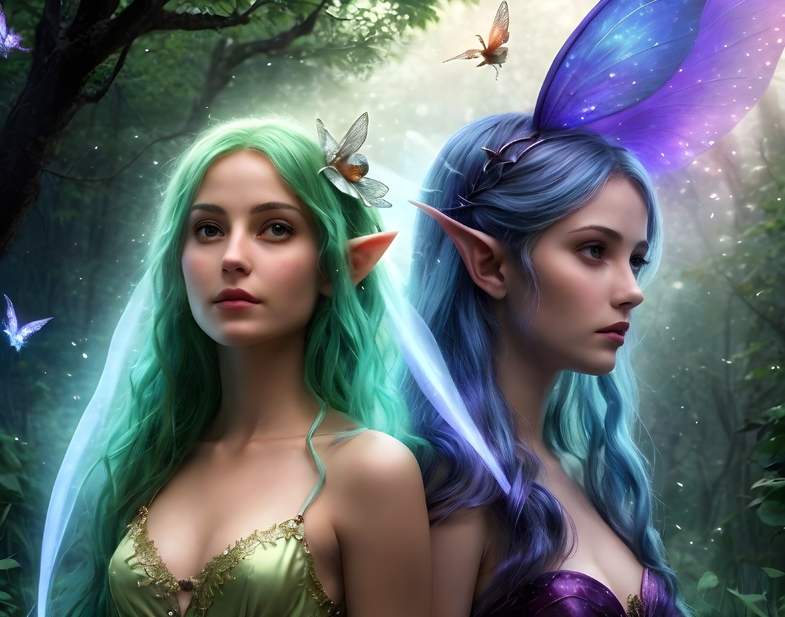 Ethereal Fairies in a Mystical Forest Setting