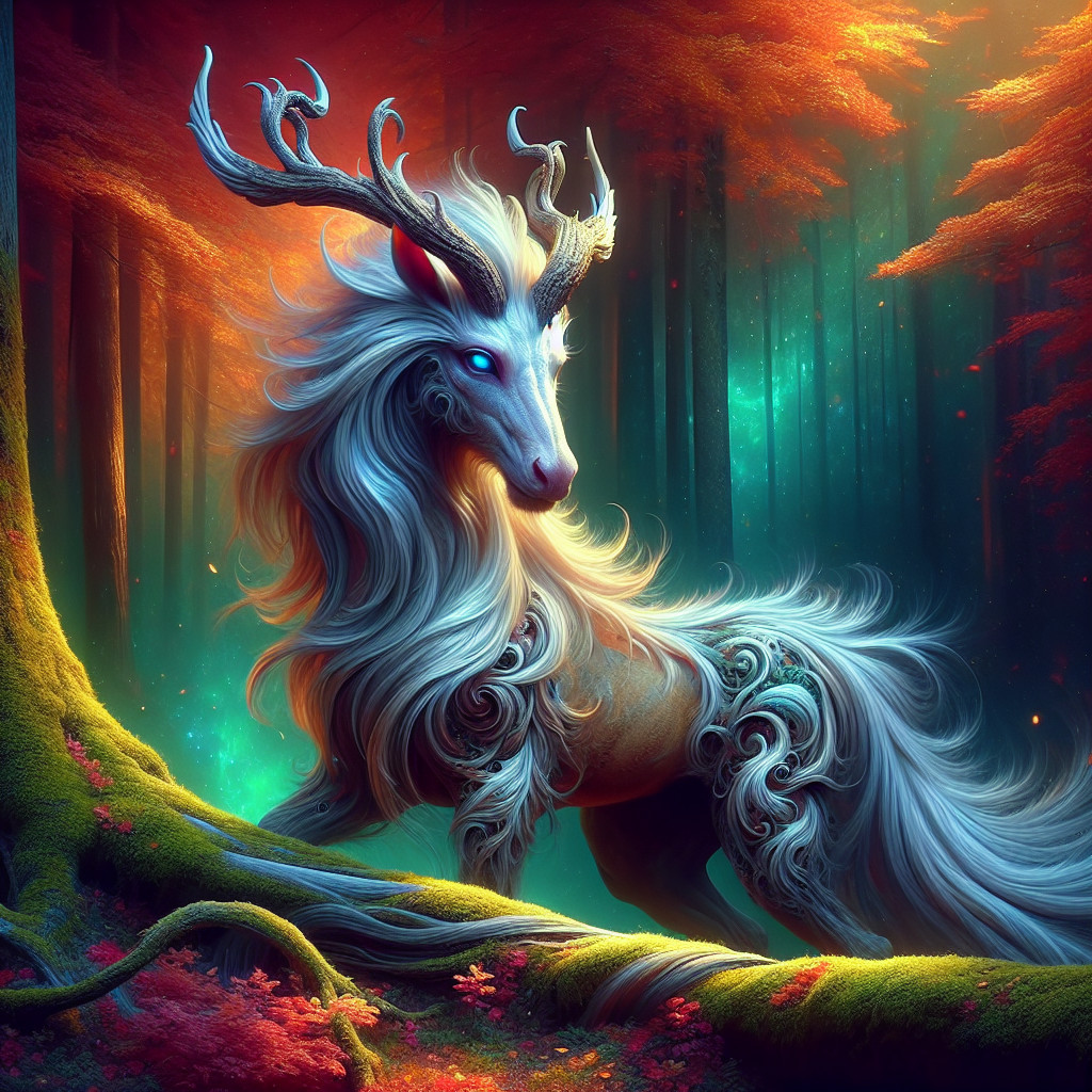 Mystical Deer Creature in Enchanting Forest Setting