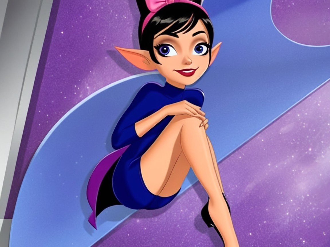 Whimsical Animated Character with Dark Hair and Ears