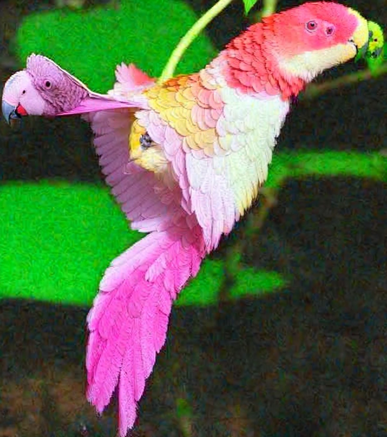 Colorful Bird with Pink and Yellow Plumage in Nature