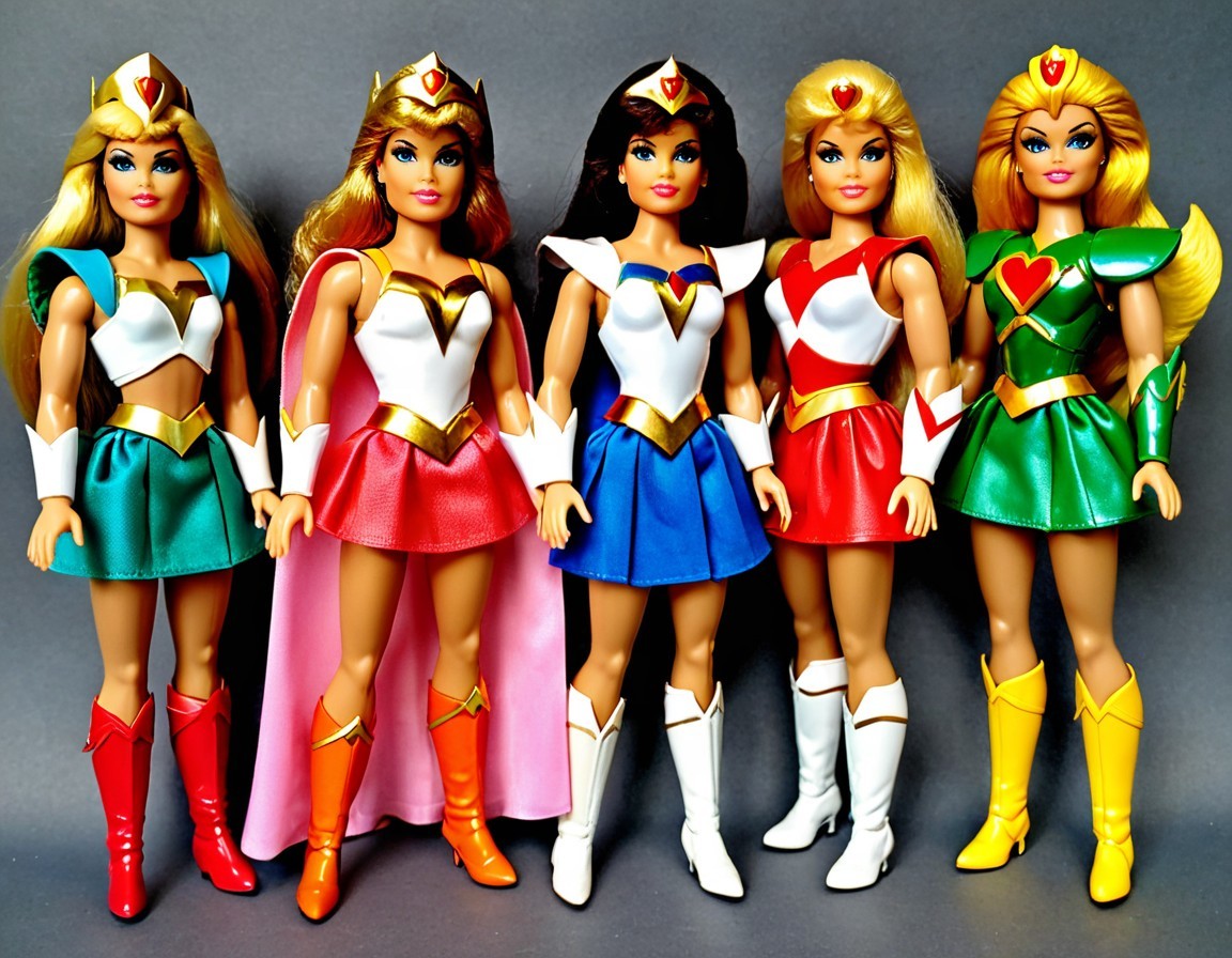 Colorful Female Superhero Action Figures Displayed