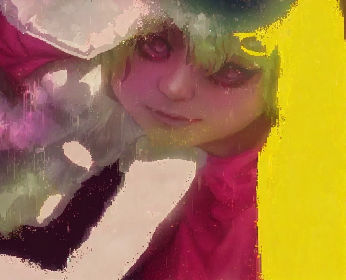 Abstract Portrait of a Character with Colorful Hair