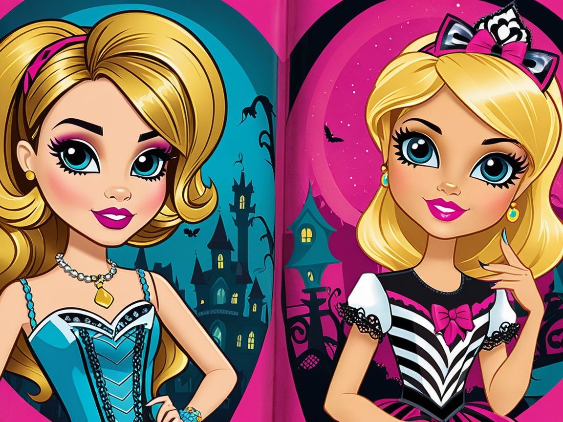 Animated Girls in Fairy-Tale Moonlit Scene