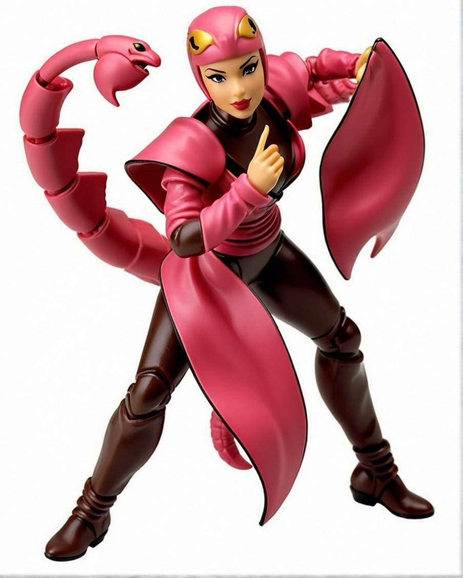 Dynamic Action Figure of Female Warrior in Pink Costume