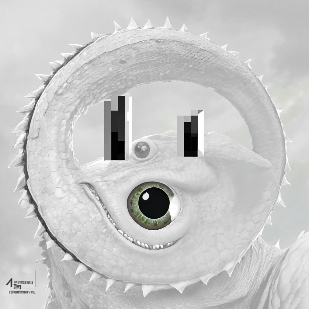 Fantastical Serpentine Creature with Circular Head and Eye