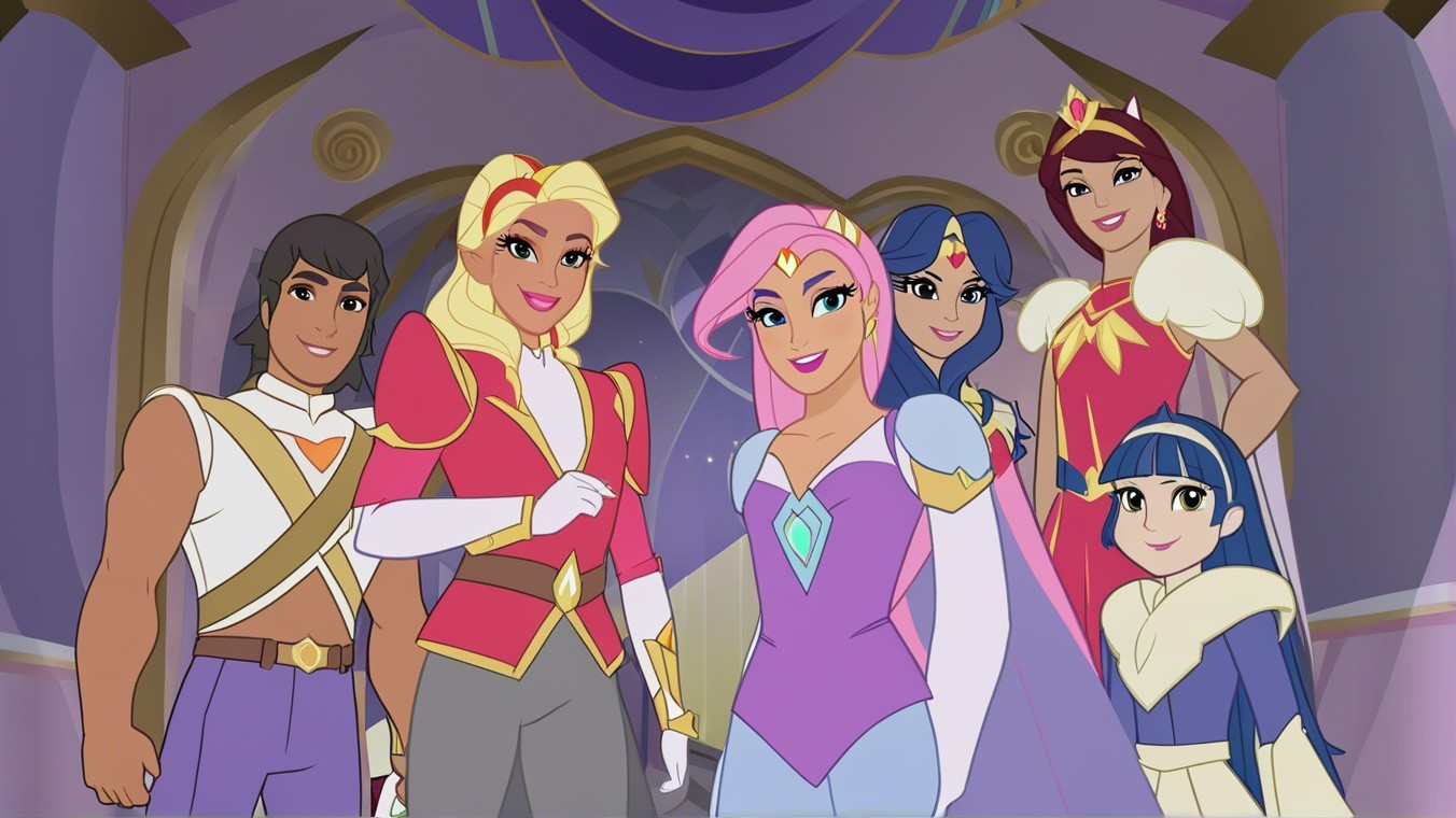 Colorful Animated Scene of Diverse Fantasy Heroes