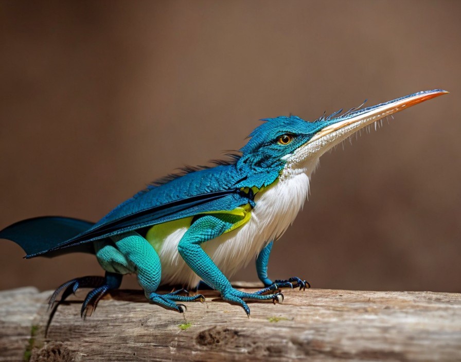 Vibrant Blue and Green Plumage Creature Description