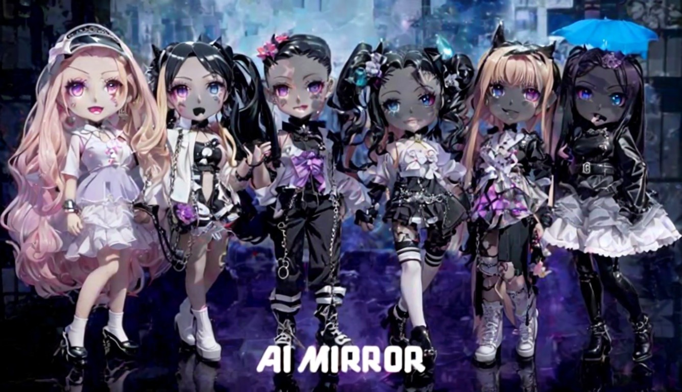 Stylish Dolls in Futuristic Gothic Cyberpunk Setting