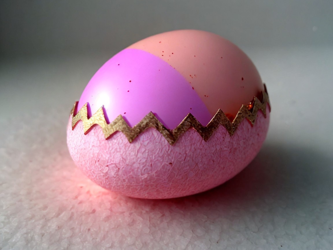 Decorative Egg with Pink and Purple Split Design