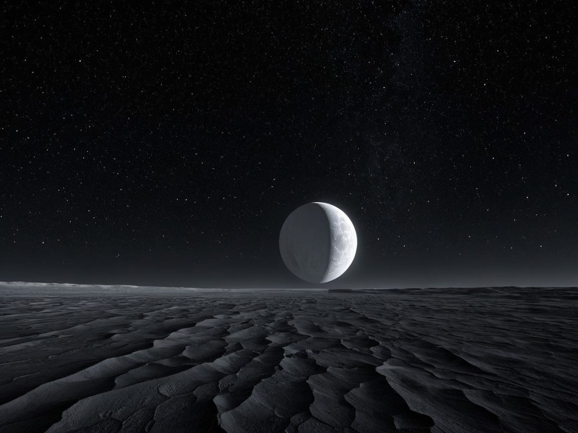 Desolate Alien Landscape with Star-Filled Sky