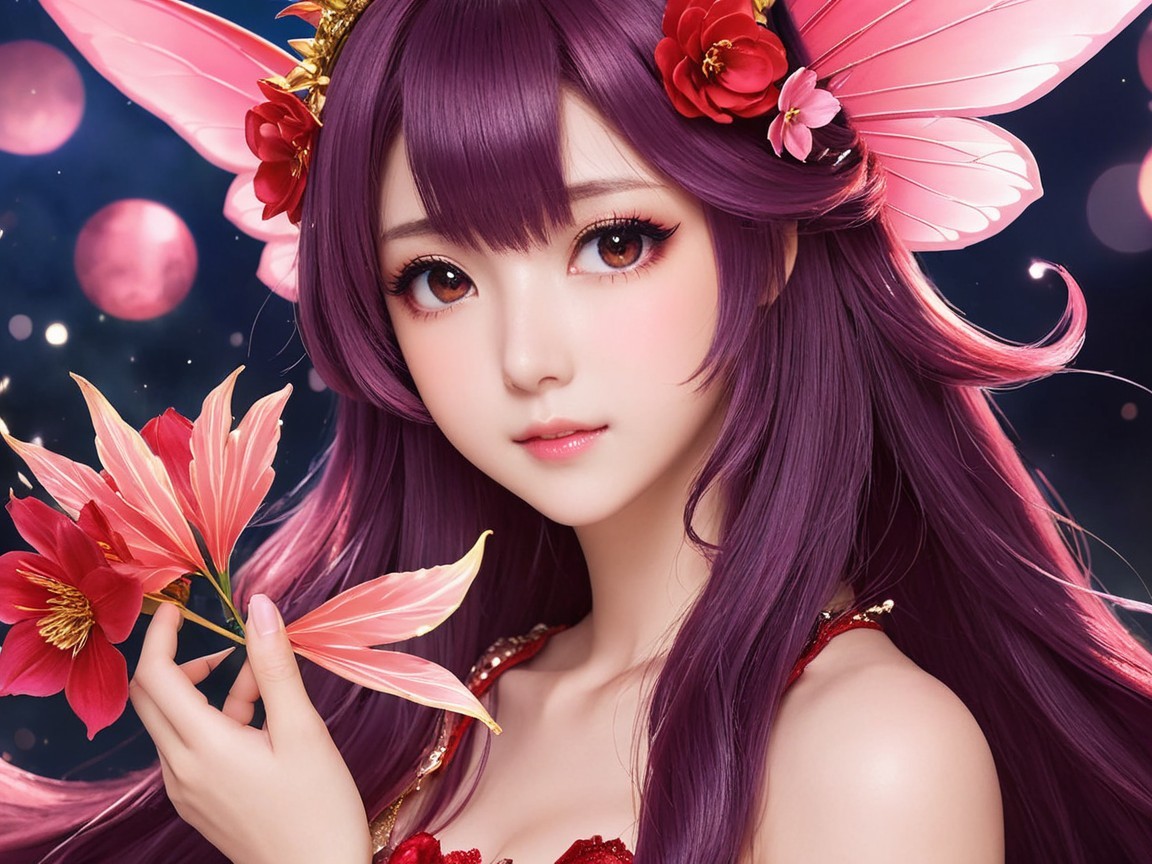 Character with Purple Hair and Butterfly Wings