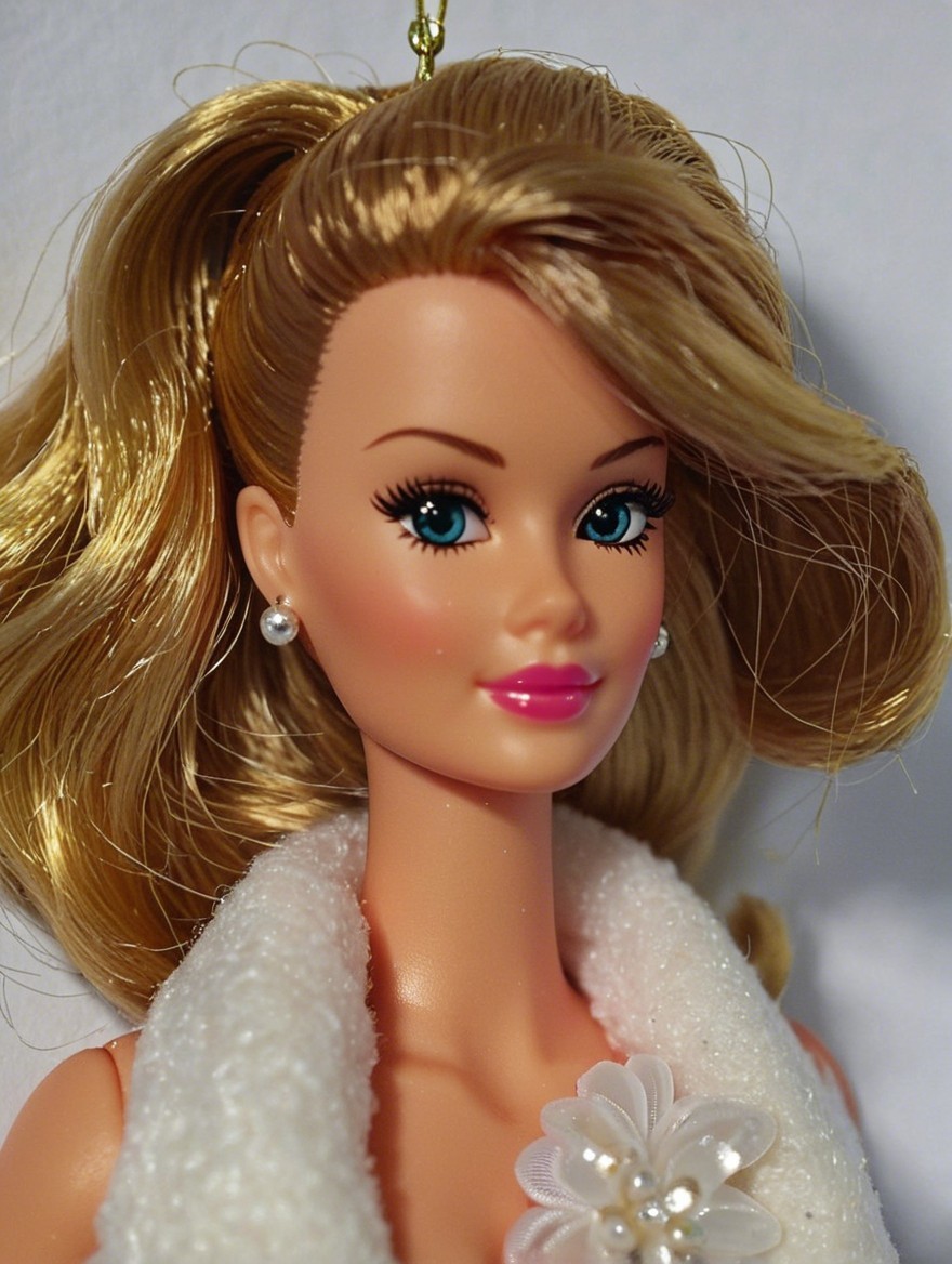 Fashion doll with blue eyes and glamorous outfit