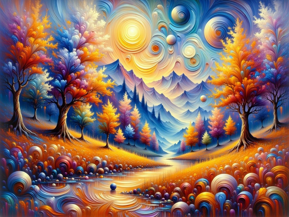 Vibrant Autumn Landscape with Majestic Mountains