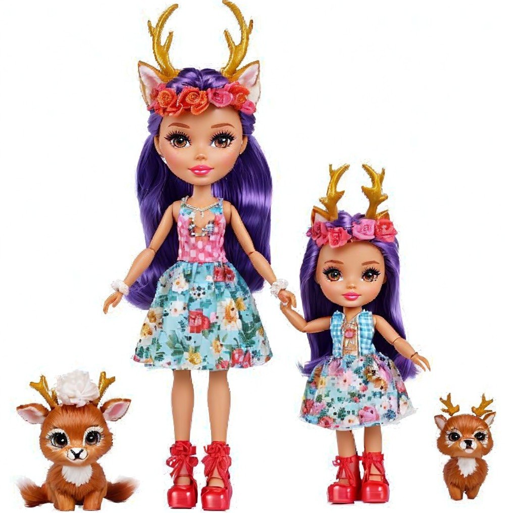 Stylish Dolls with Antlers and Floral Dresses