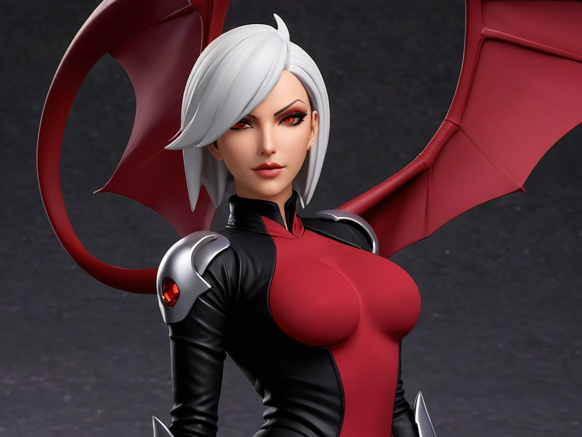 Female character with white hair and bat-like wings