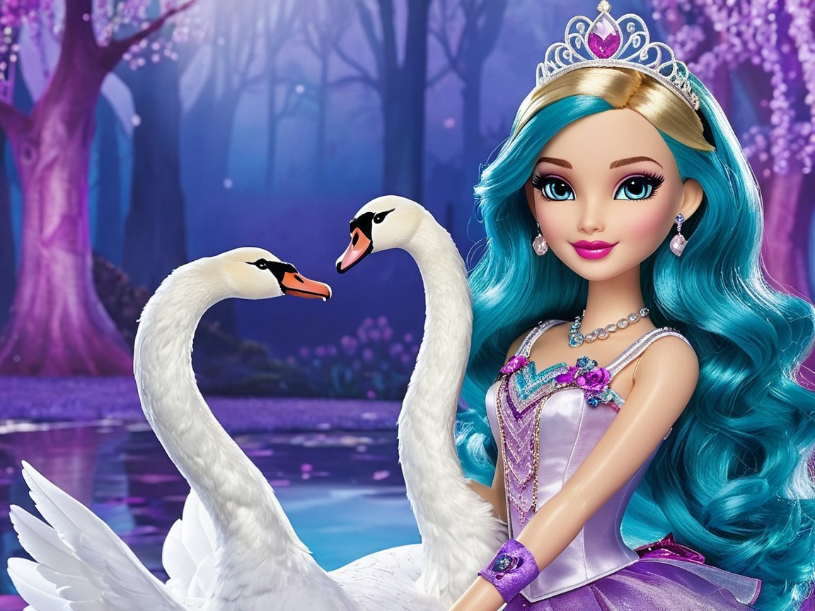 Whimsical Doll in Purple Gown by Tranquil Lake