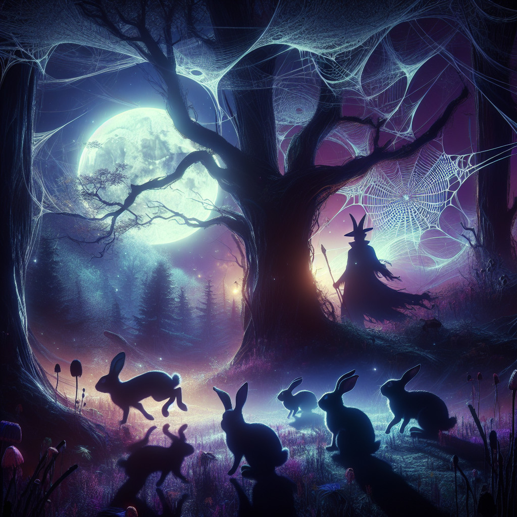 Whimsical Moonlit Forest with Enchanted Landscape