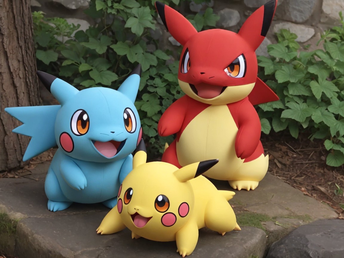 Colorful Pokémon Figures with Distinct Designs and Expressions