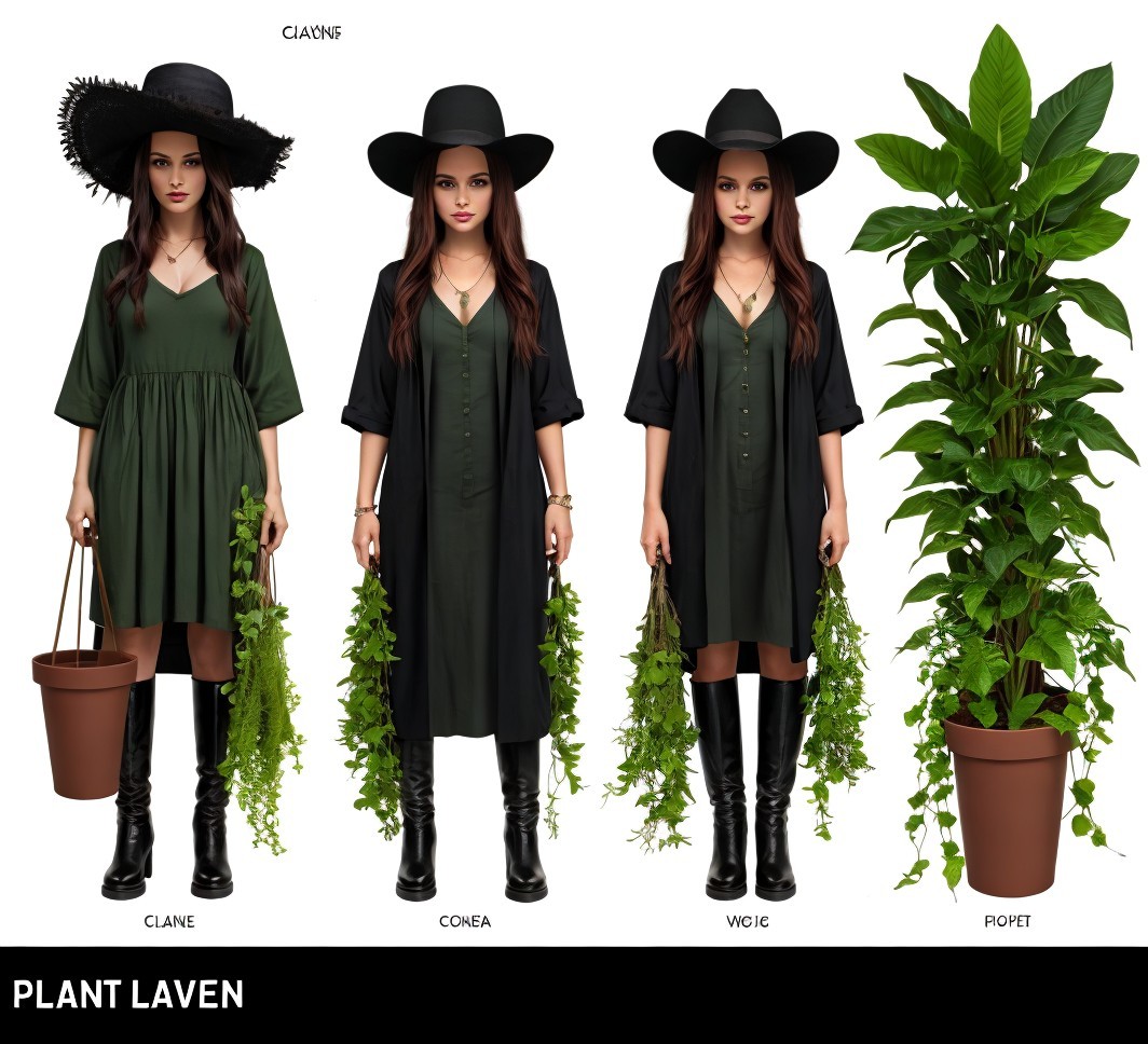 Fashion Collection of Dark Green Dresses with Hats