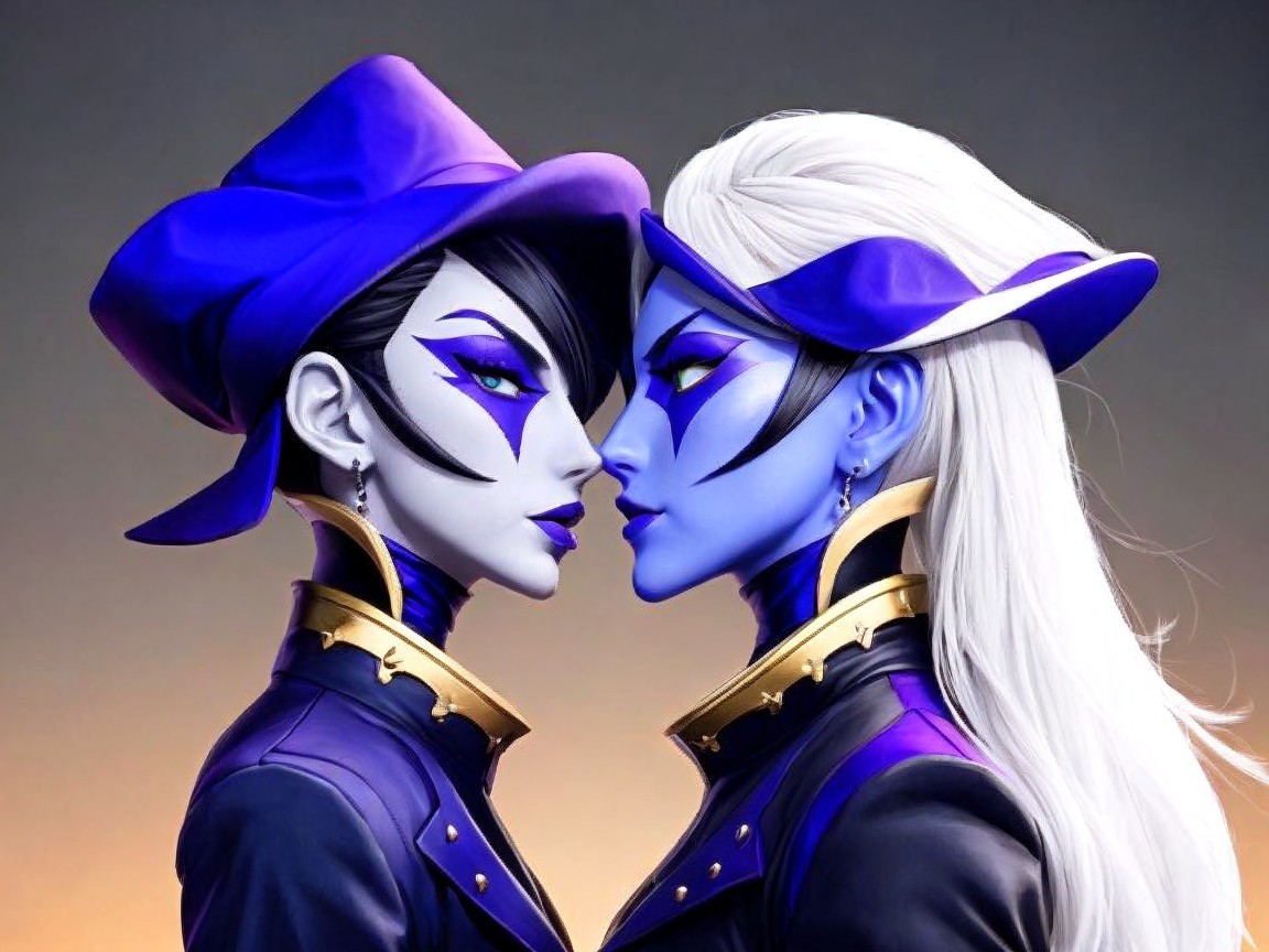 Two Characters with Bold Makeup and Stylish Outfits