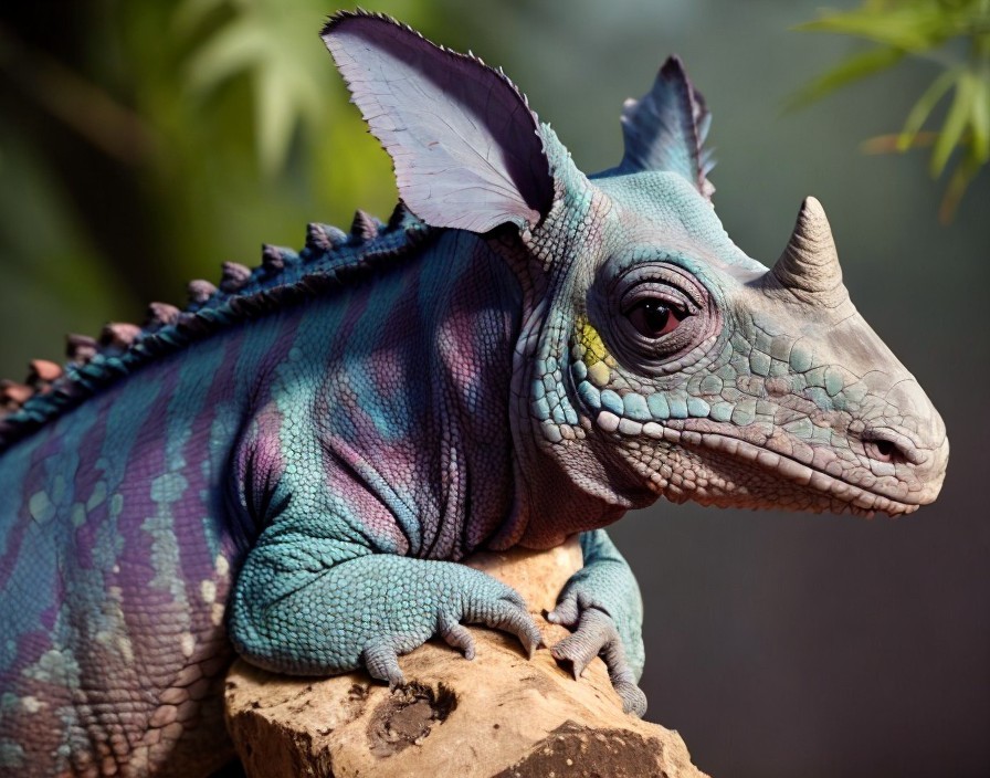 Vibrant Scaled Creature in Lush Green Setting