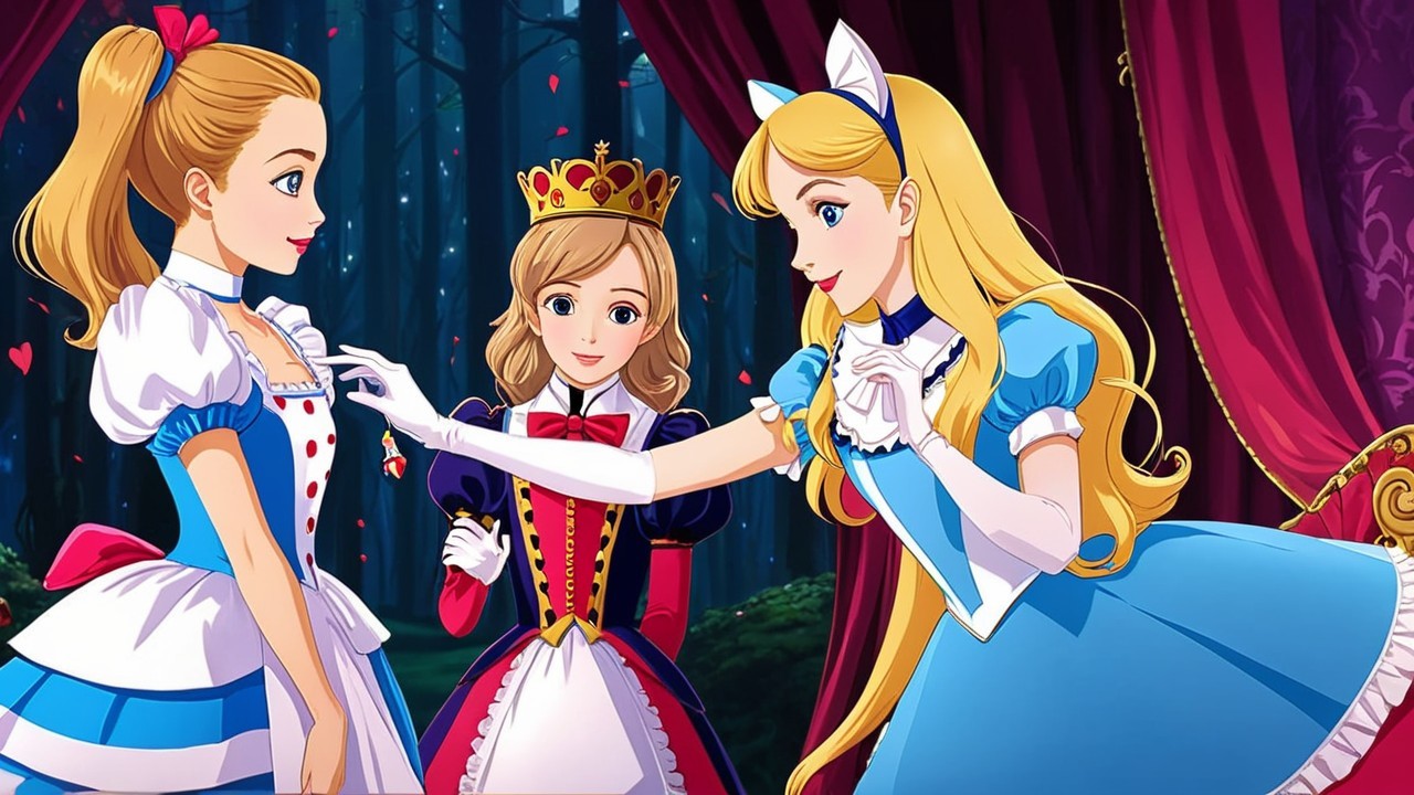 Animated Princesses in a Whimsical Forest Setting