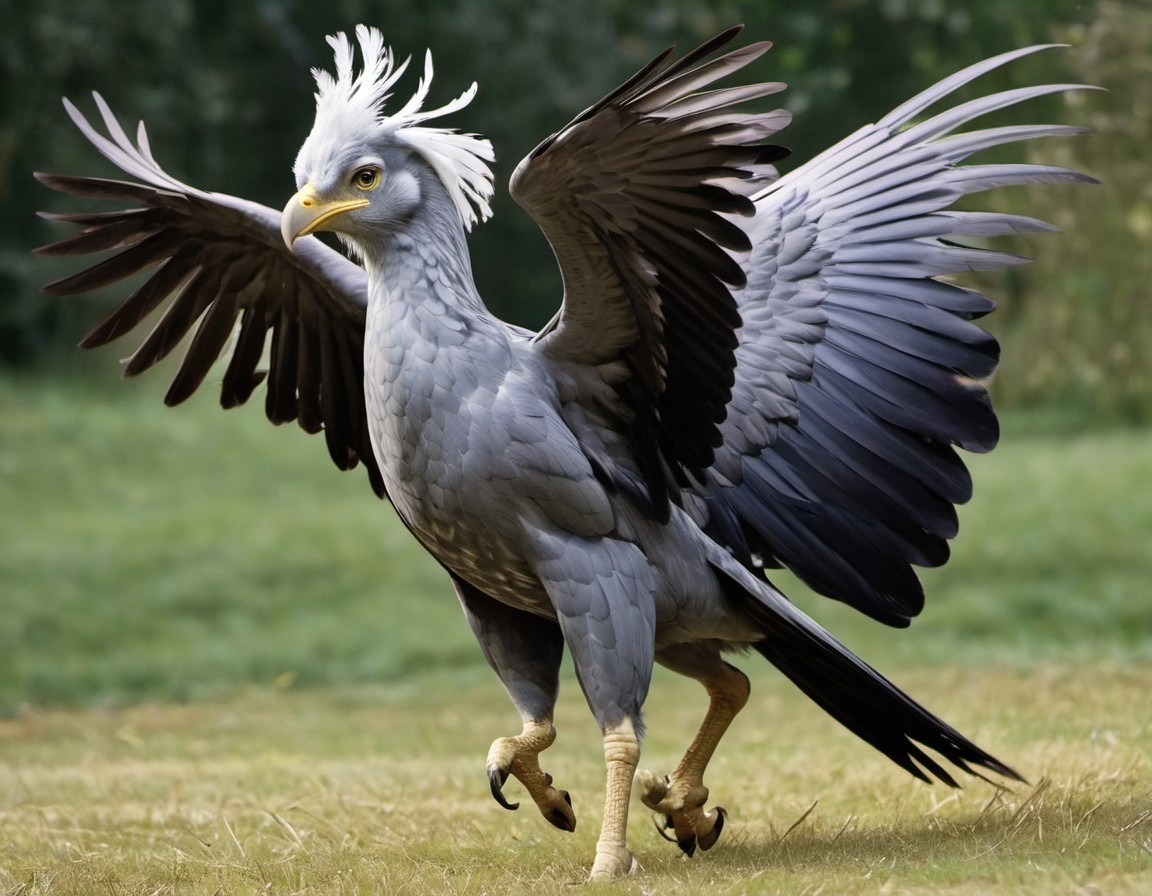 Majestic Gray Bird with White Crest and Black Tips