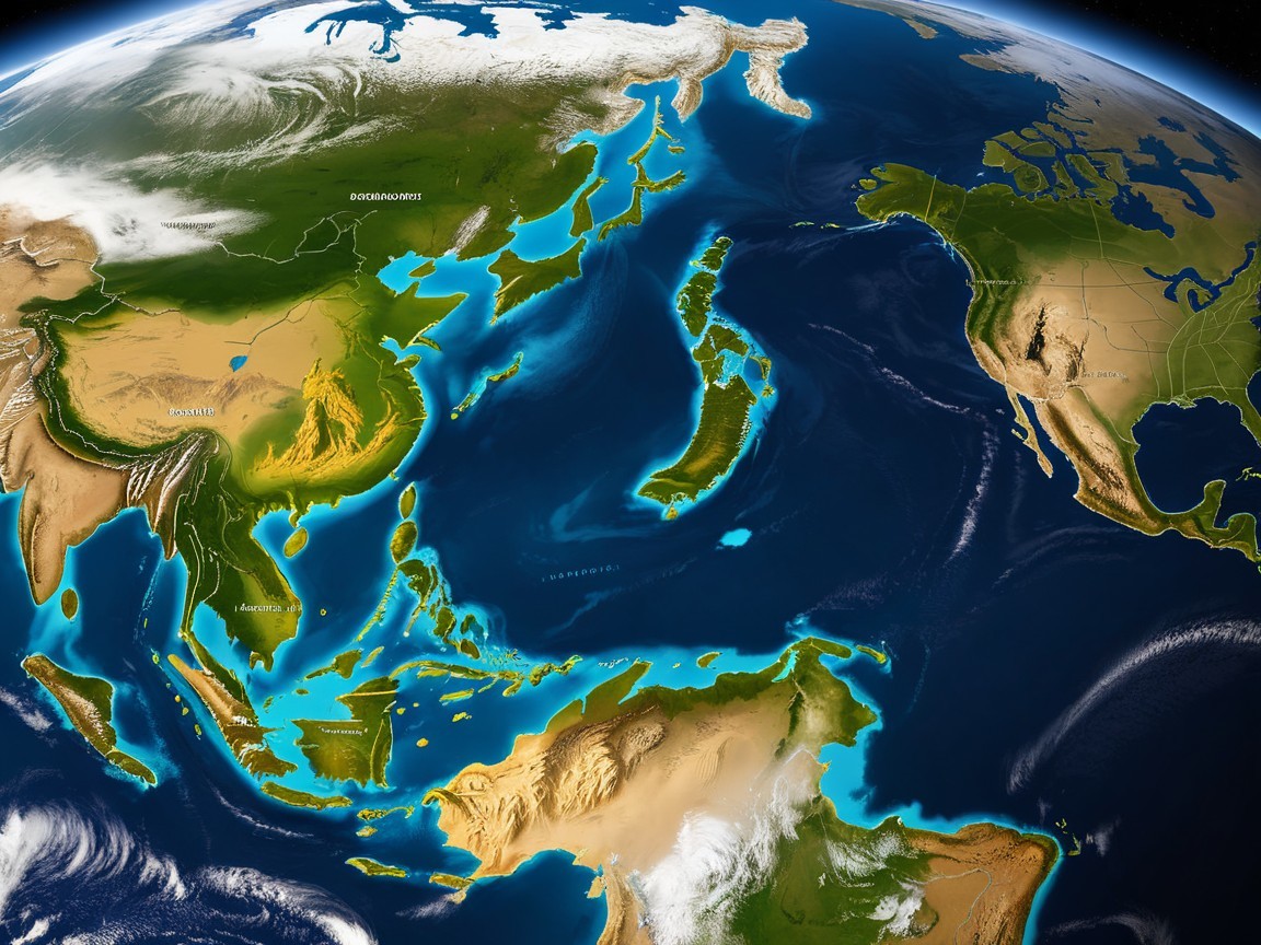 Detailed View of the Pacific Region and Coastlines