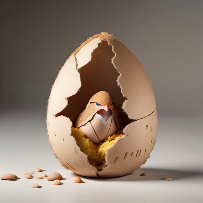 Stylized Egg with Realistic Bird Figurine Inside