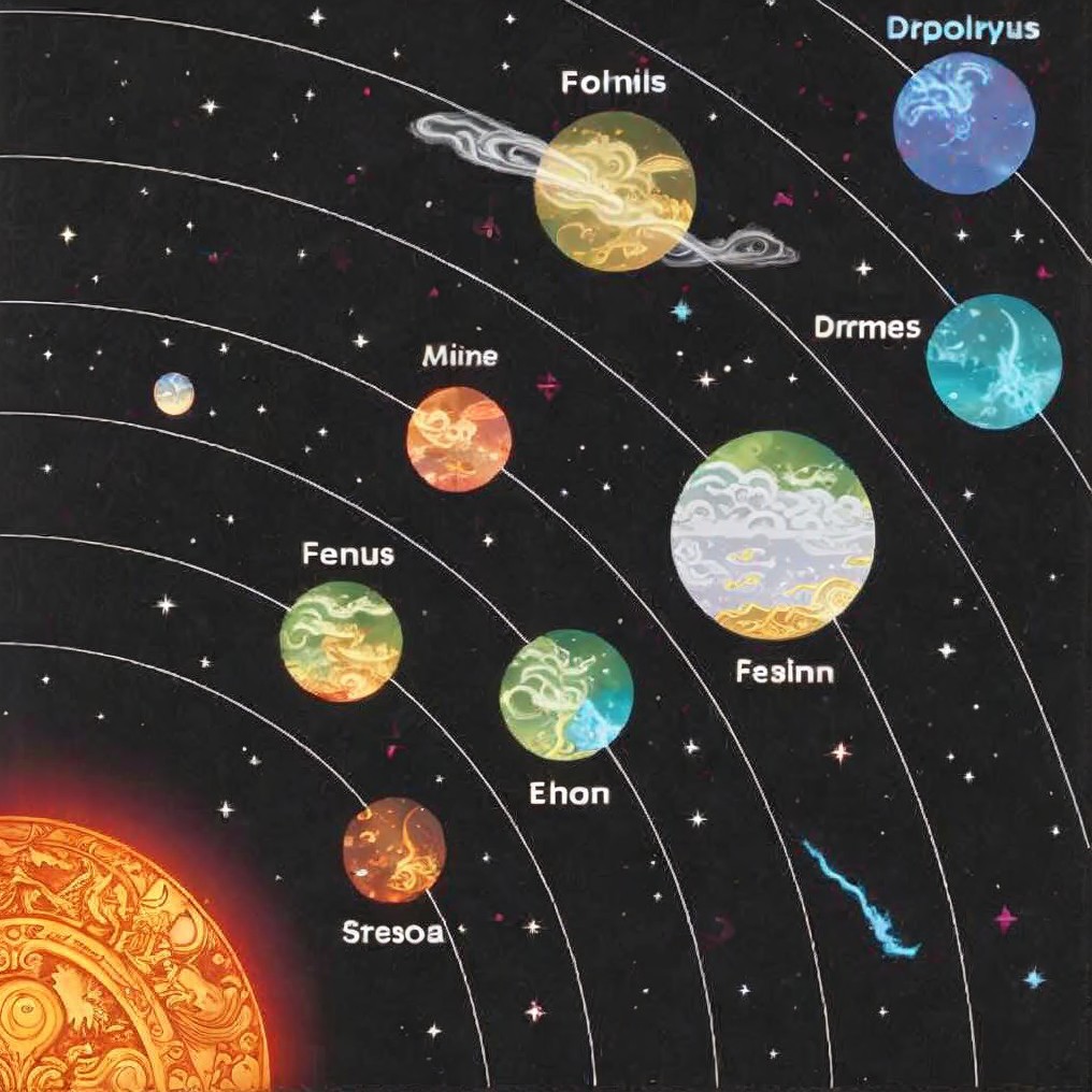 Colorful Representation of a Fictional Solar System