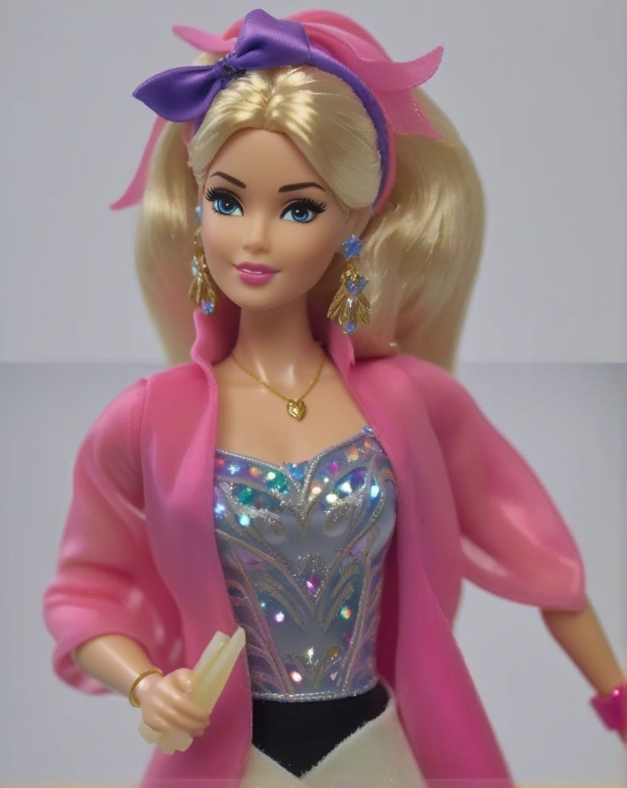 Stylish doll with blonde ponytail and fashionable outfit