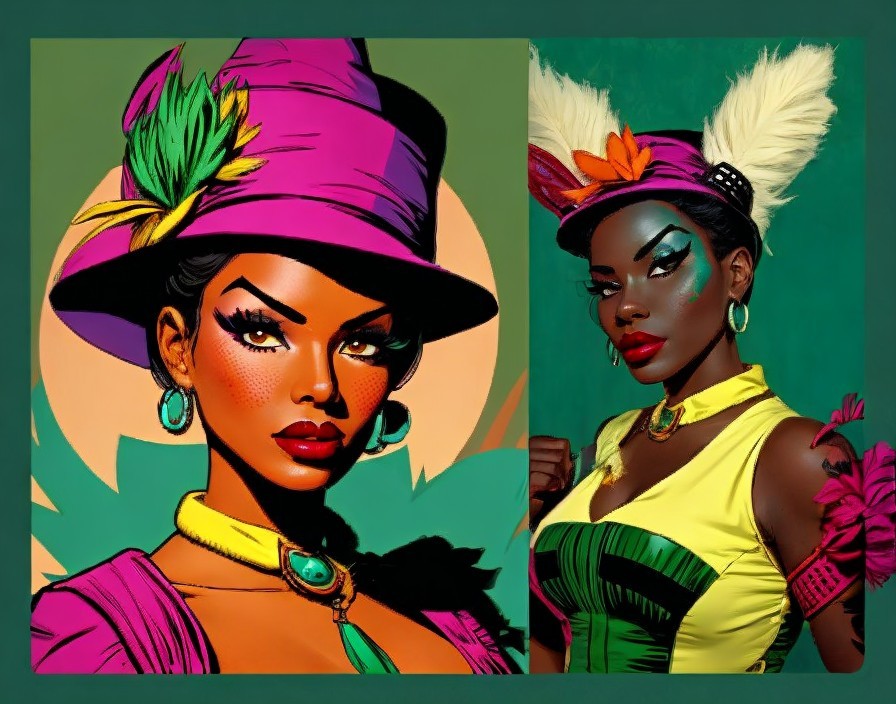 Vibrant Illustrations of Confident Fashionable Woman