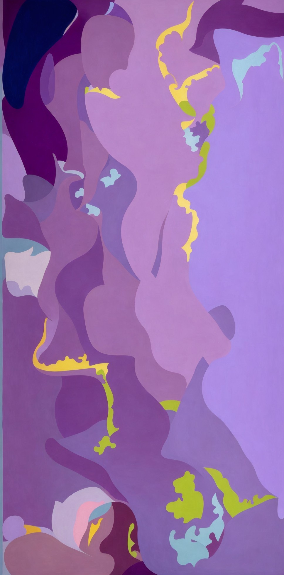 Abstract Composition with Flowing Shapes in Purple