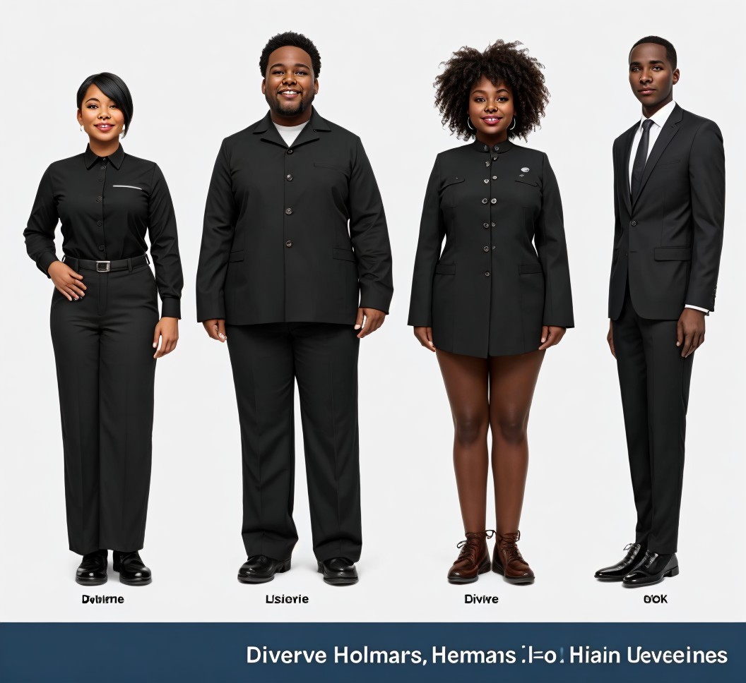 Diverse Group in Stylish Black Attire Poses Together