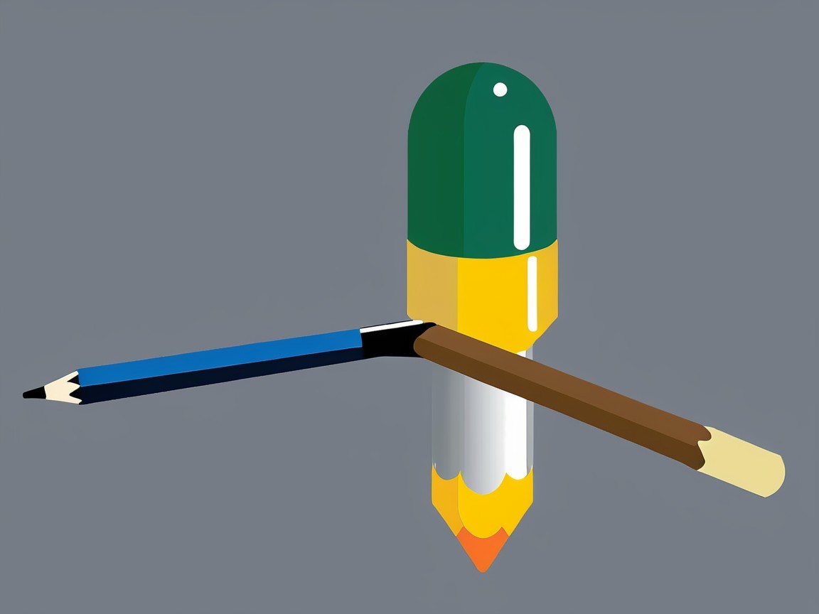 Stylized Capsule with Pencils on Gray Background