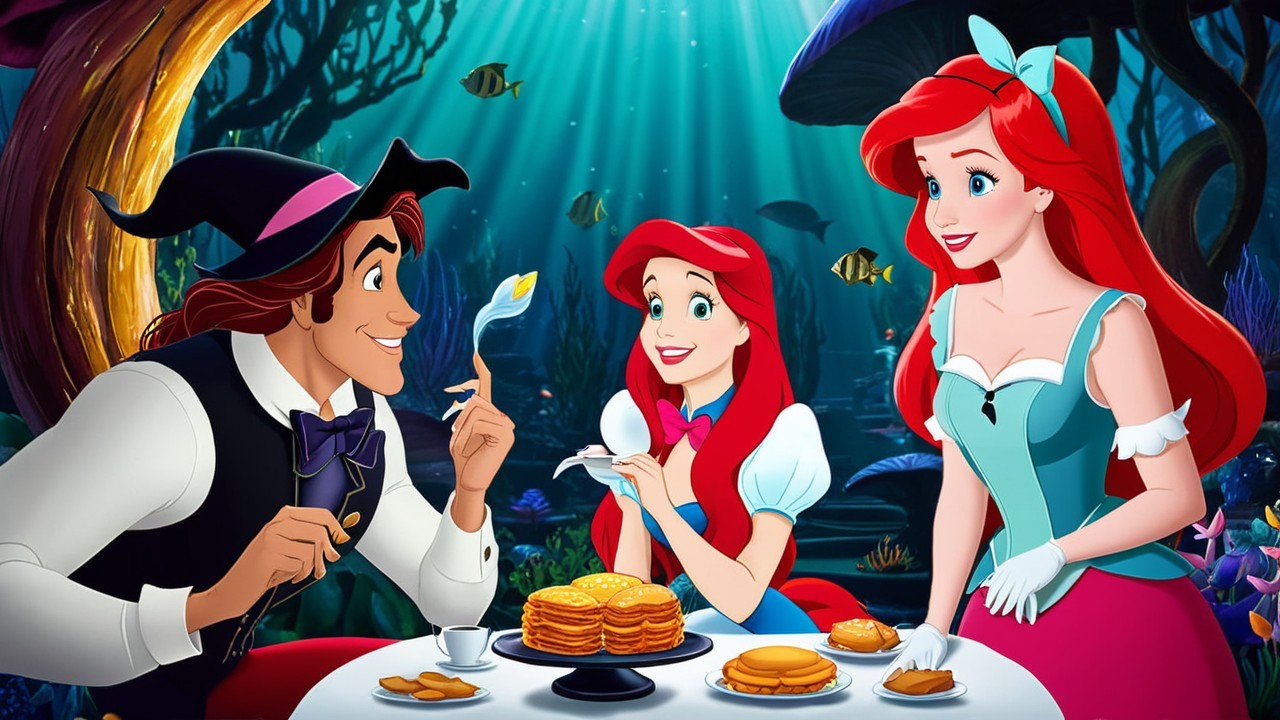 Mermaids Enjoy Breakfast in Underwater Scene