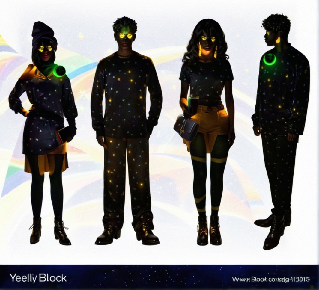 Cosmic-Themed Fashion with Unique Accessories and Textures