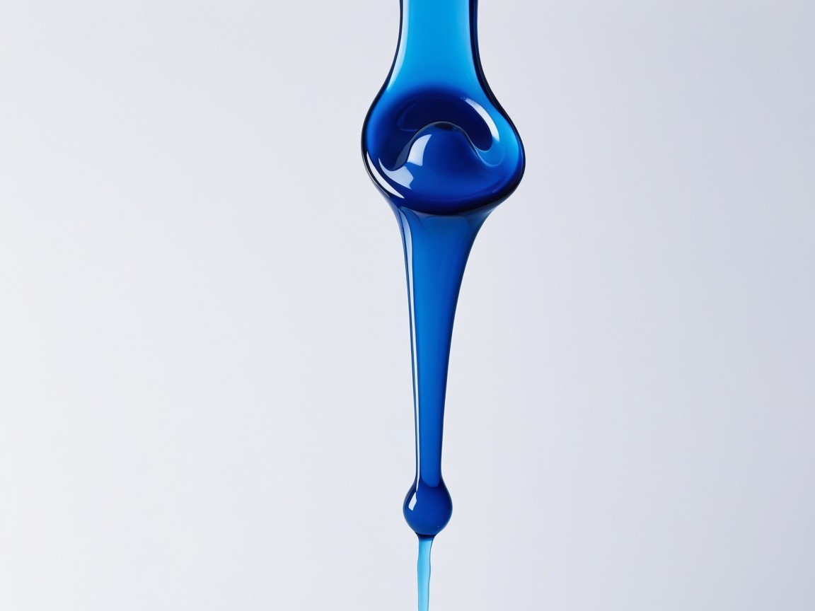 Close-Up of a Vibrant Blue Liquid Droplet in Air