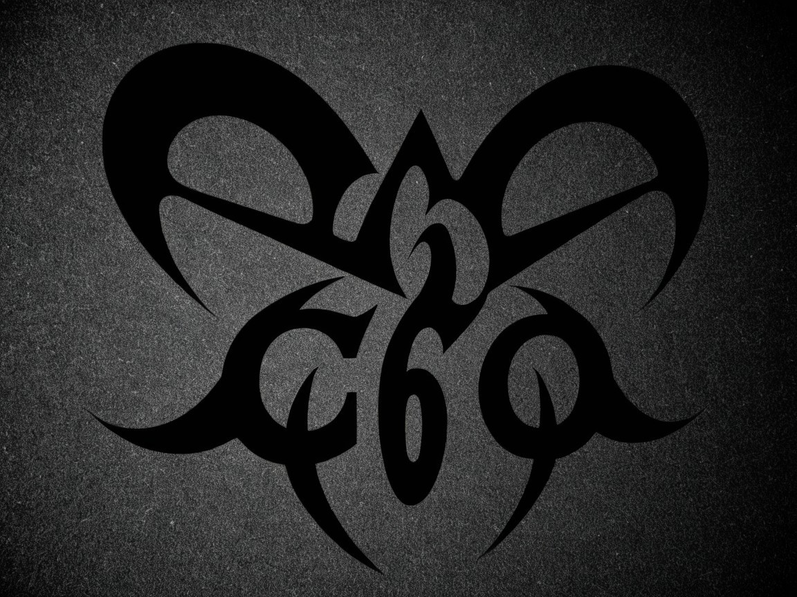 Black Tribal Design on Textured Dark Background