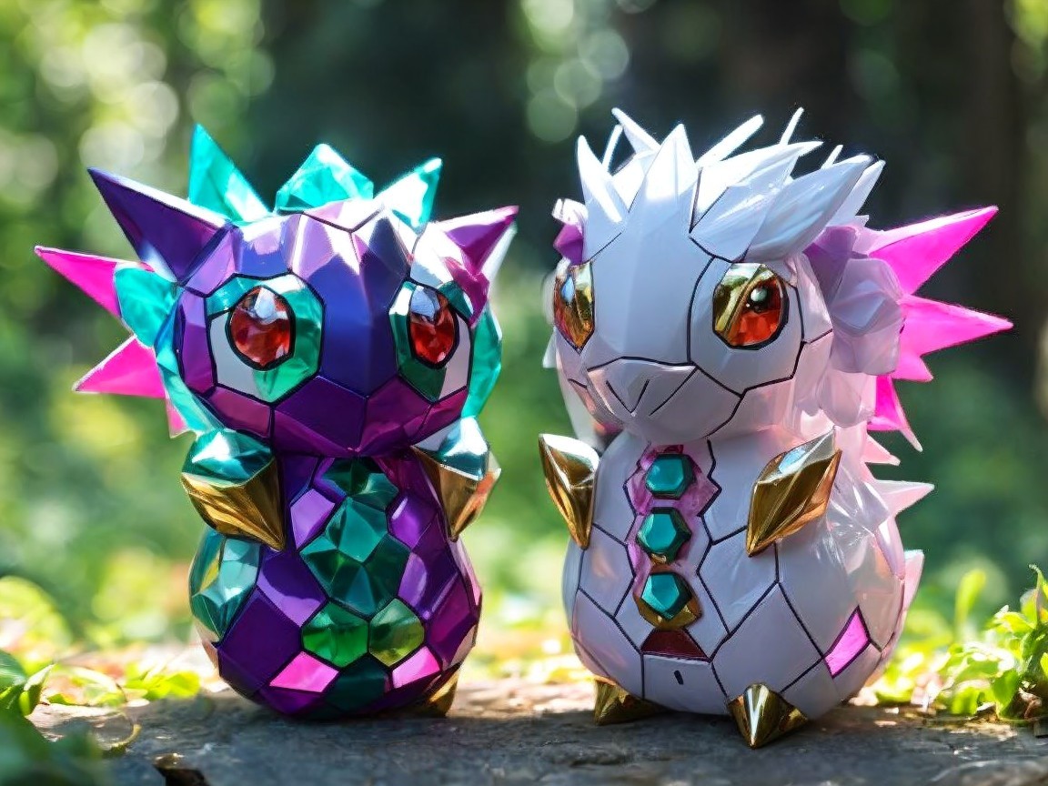 Vibrant Crystalline Creatures in Natural Setting