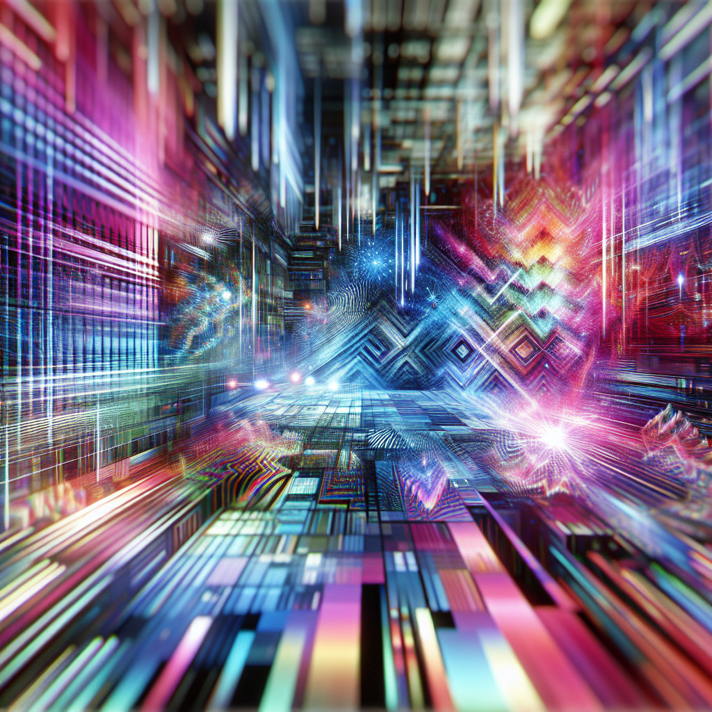 Futuristic Digital Landscape with Neon Geometric Patterns