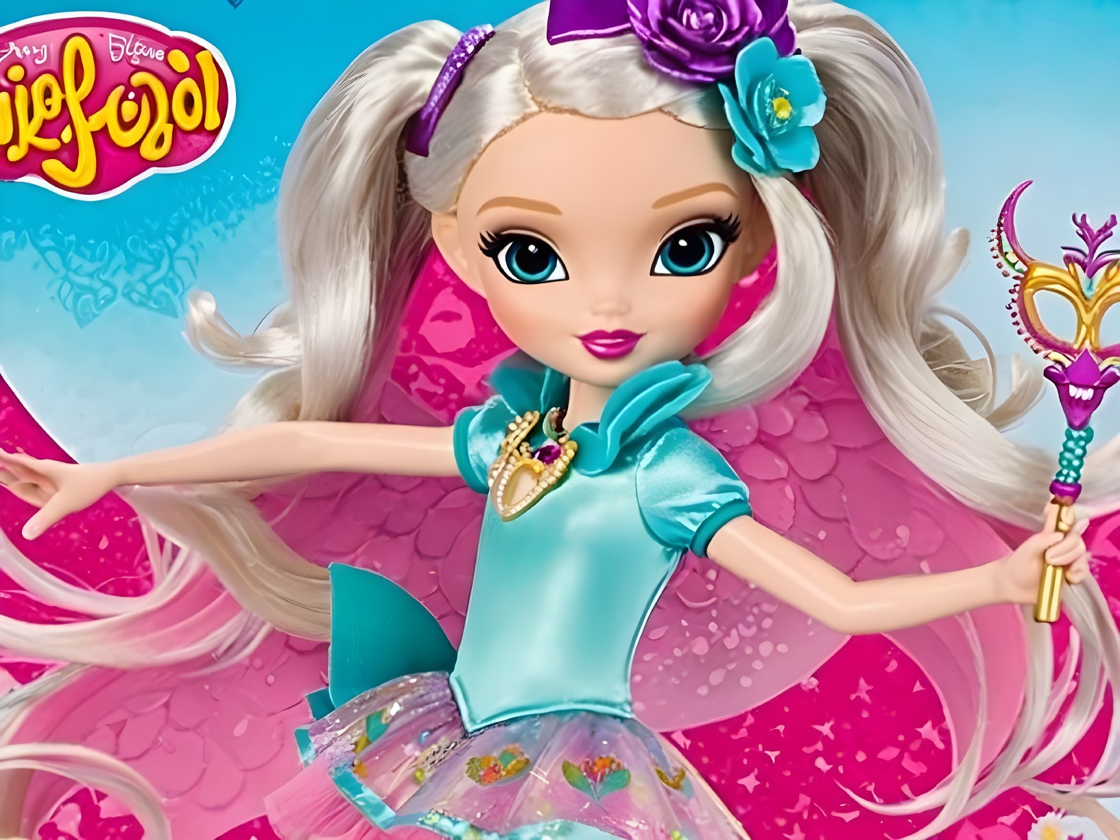 Colorful Fashionable Doll with Blonde Hair and Wand