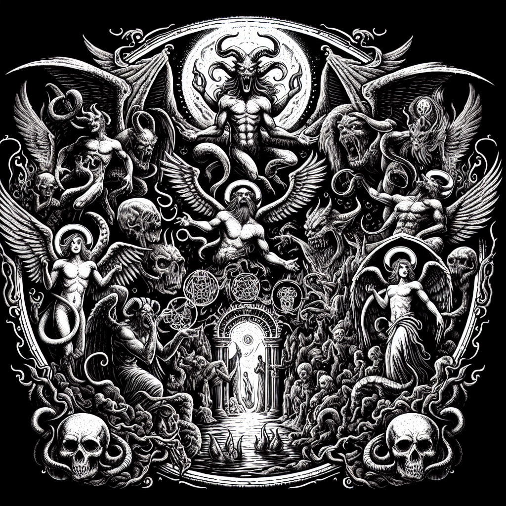 Mythical Landscape with Celestial Beings and Demons