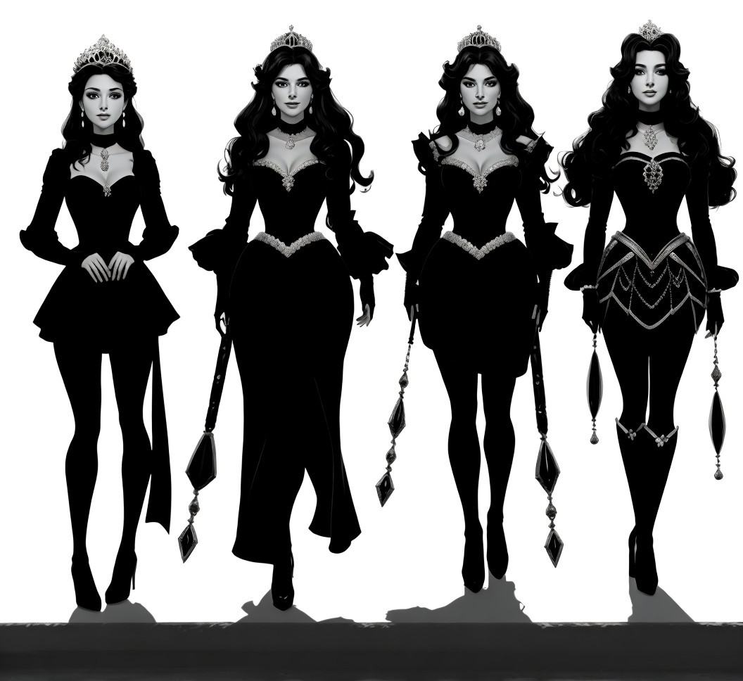 Elegant Figures in Black: A Regal Display