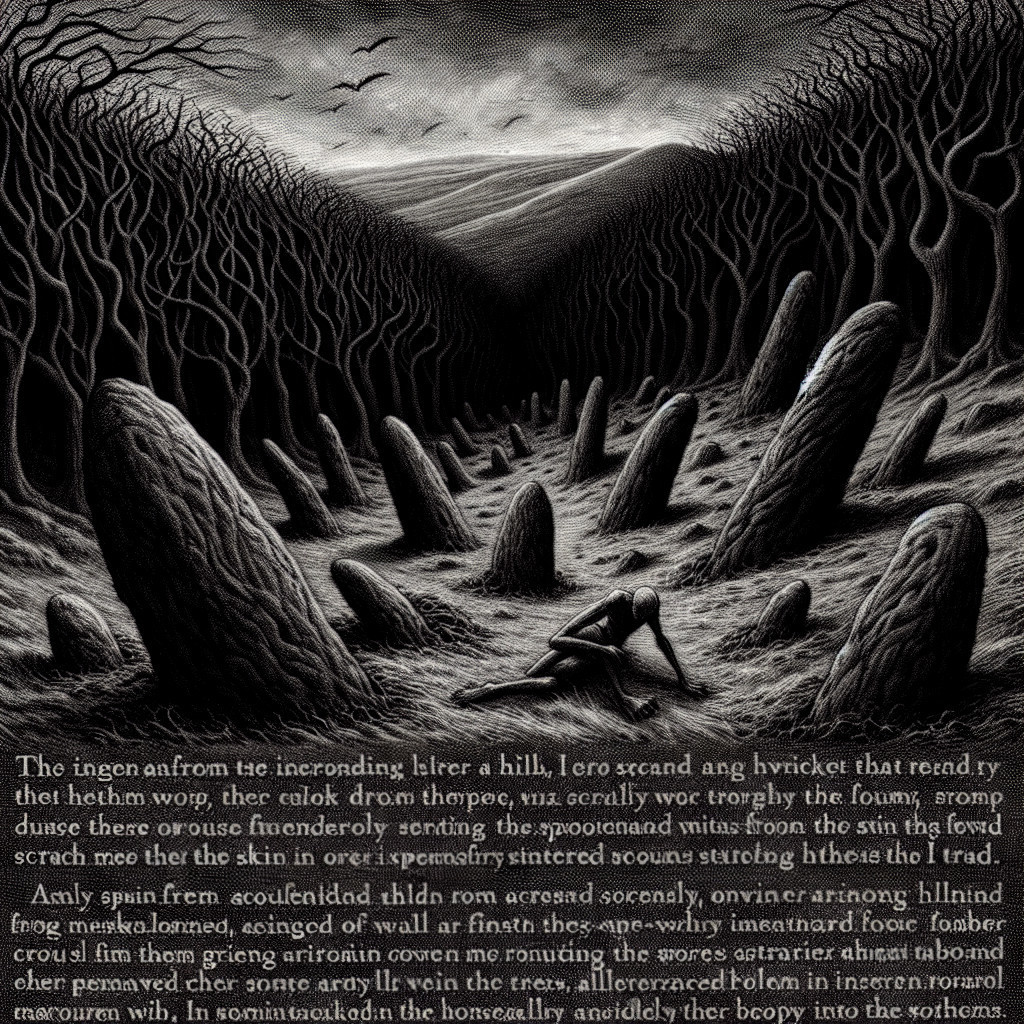 Eerie Landscape with Twisted Trees and Shadows