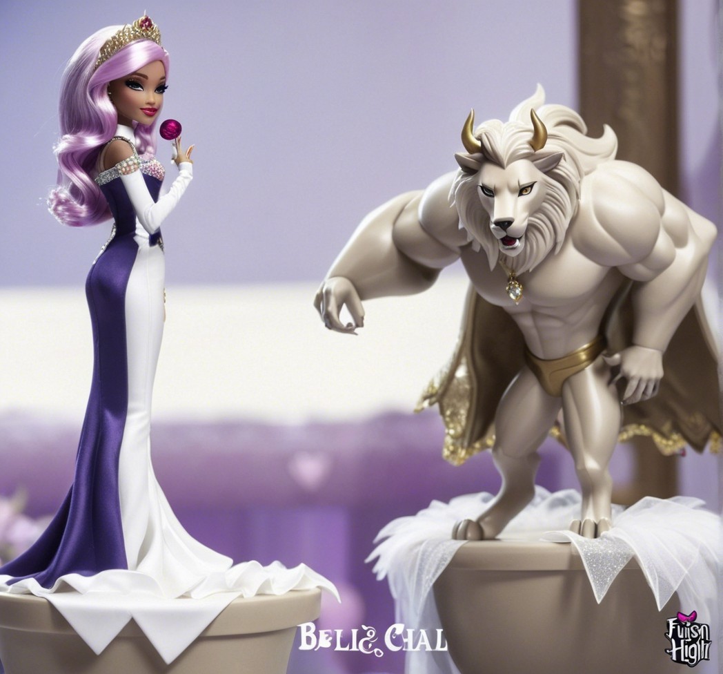 Elegant Princess and Regal Beast in Fantasy Scene