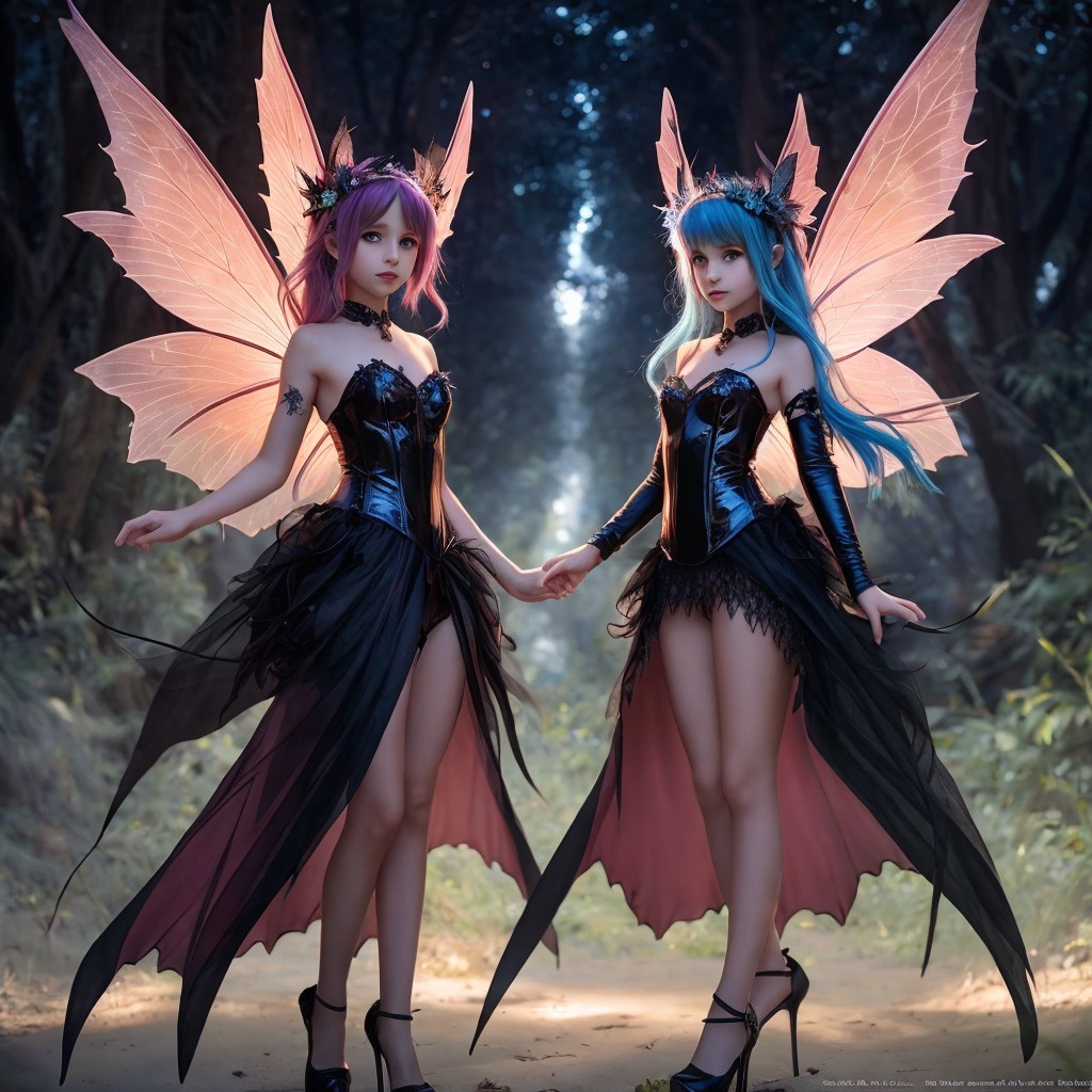 Fairy Figures in a Mystical Forest Setting