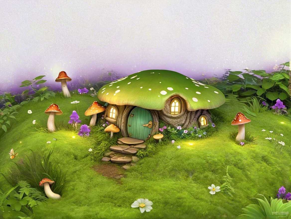 Whimsical Fairy-Tale Cottage in Enchanted Garden